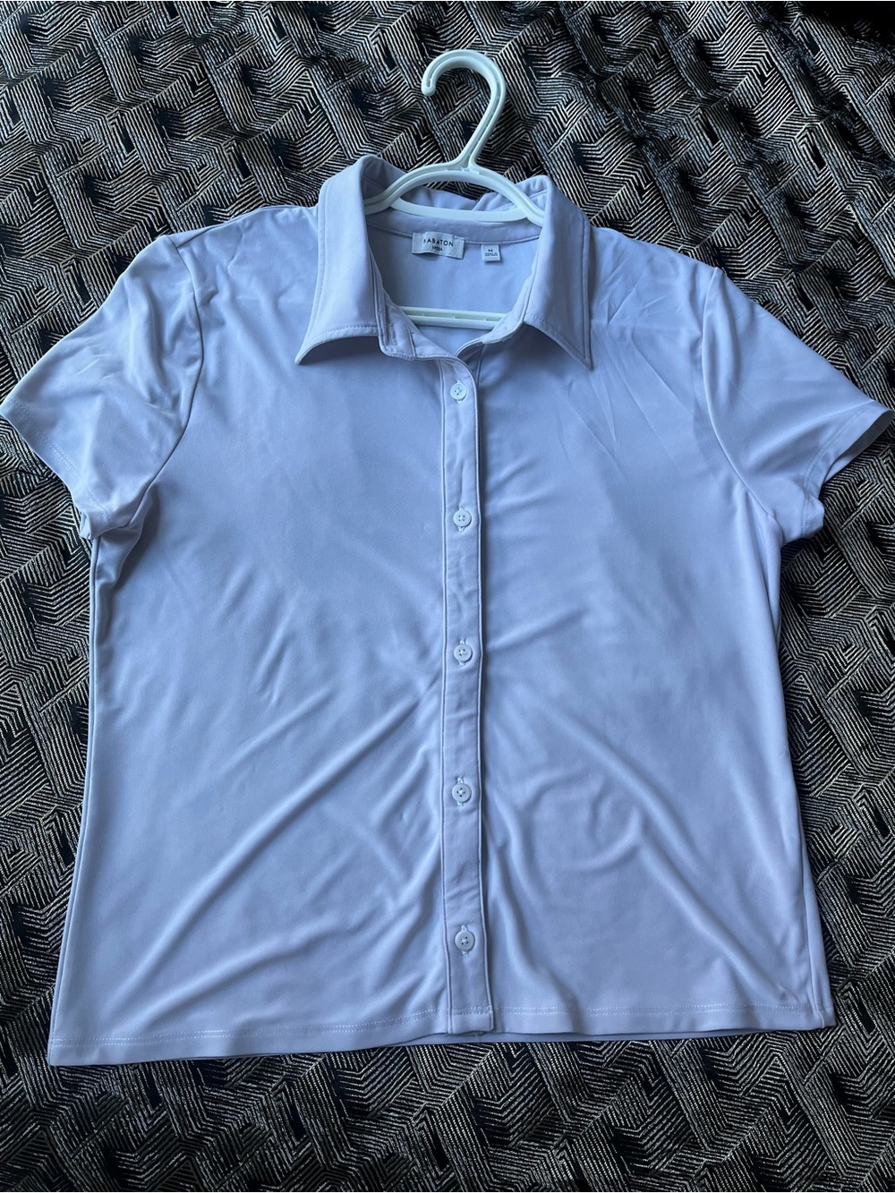 Babaton Aritzia short sleeve button-up shirt in white